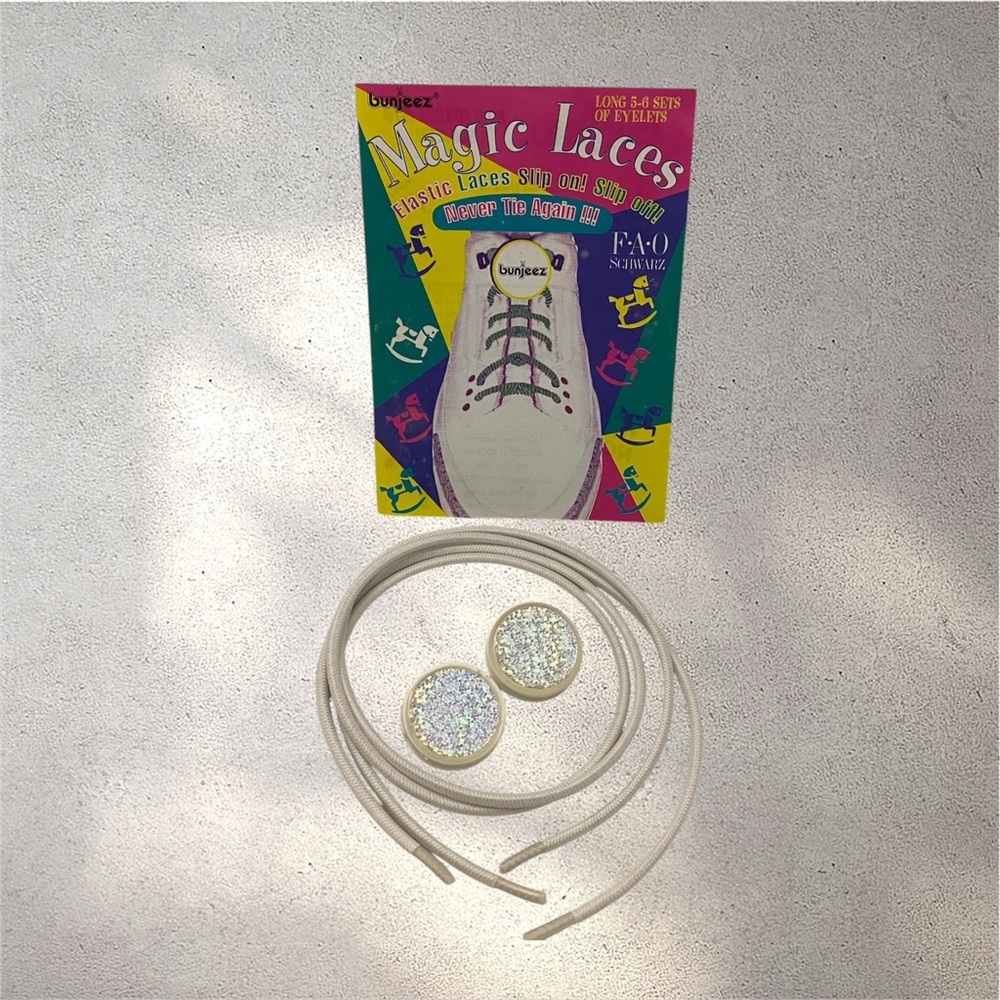 Bunjeez Magic Laces Sparkle Shoe Tie Laces Elastic Laces FAO Schwarz vintage